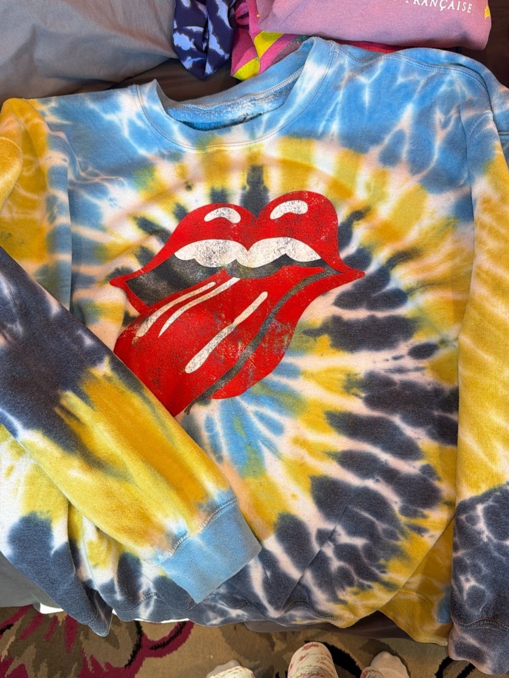 Urban Outfitters Tie-Dye Sweatshirt with Rolling Stones Graphic